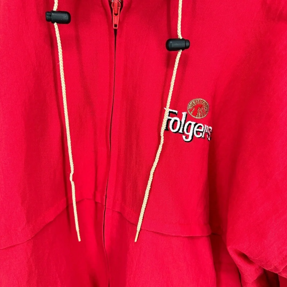 Vintage Folgers Windbreaker Jacket Hilton Active Apparel Size Med‎